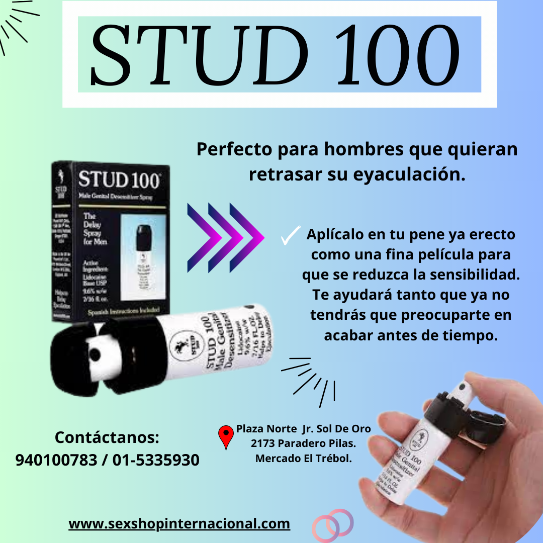 STUD 100 PROLONGADOR SEXUAL - SEXSHOP PLAZA NORTE.